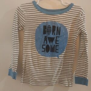 Lamaze Blue & White Striped 'Born Awesome' Long-Sleeve Pajama Top